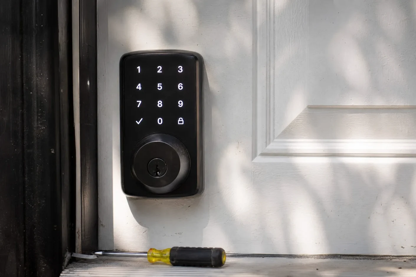 Keypad deadbolt fitted to a front door