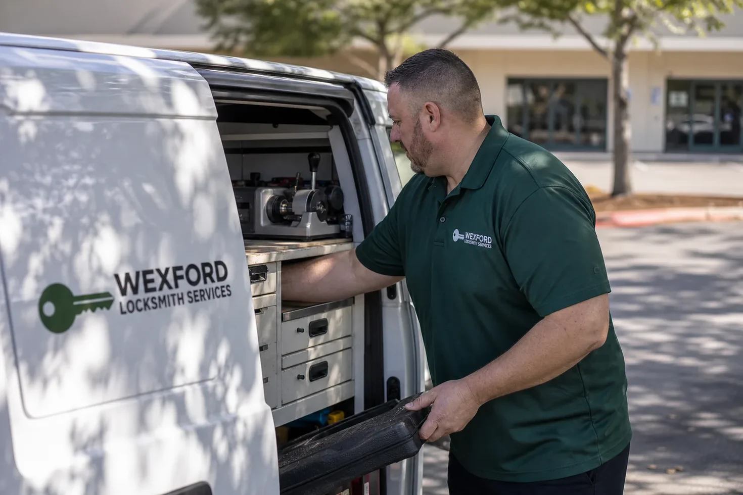 The Wexford Locksmith Services service van, stocked for lockouts and key cutting in Murfreesboro
