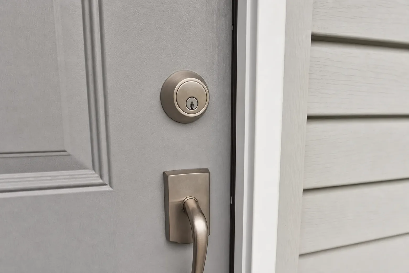 New deadbolt being installed in a front door in Murfreesboro, TN