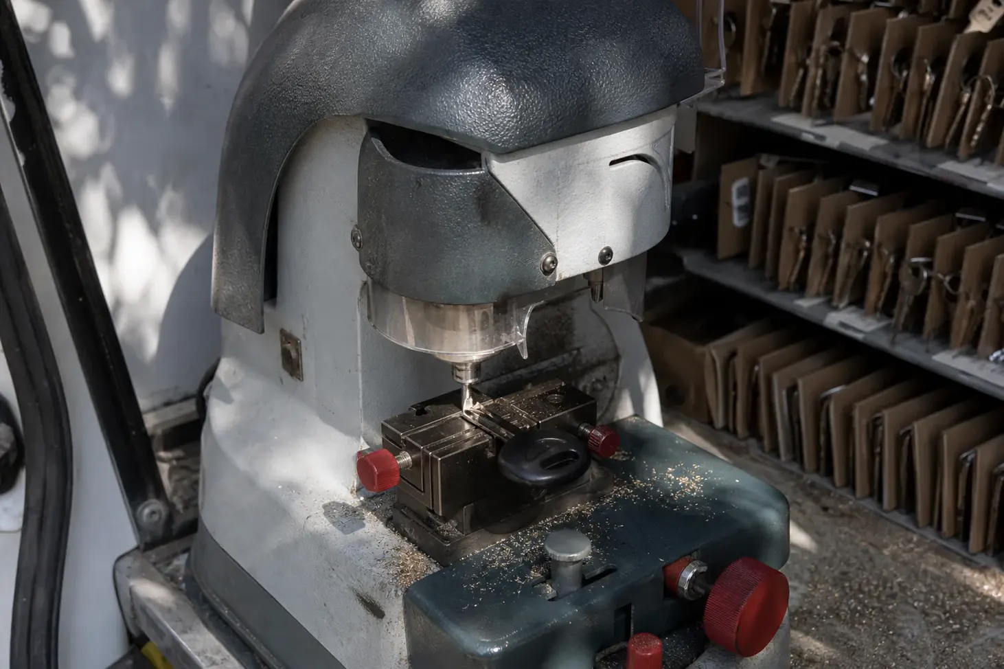 Key cutting machine in the service vehicle in Murfreesboro, TN